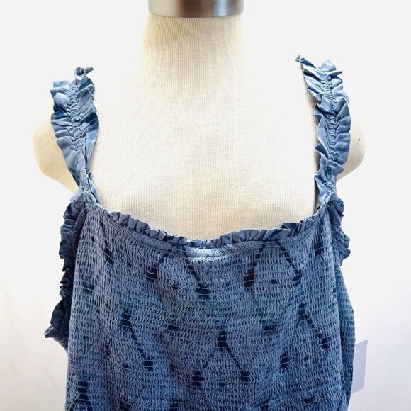 NWT SONOMA Women Sleeveless Pullover Square Neck Blue Rayon Shirt Plus Size 4X - Picture 2 of 14